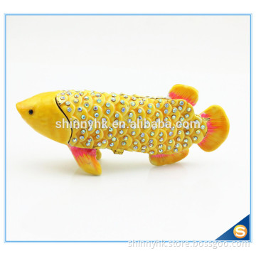 Gold Fish Shape Trinket Box With Rhinestone For Fish Trinket Box SCJ234